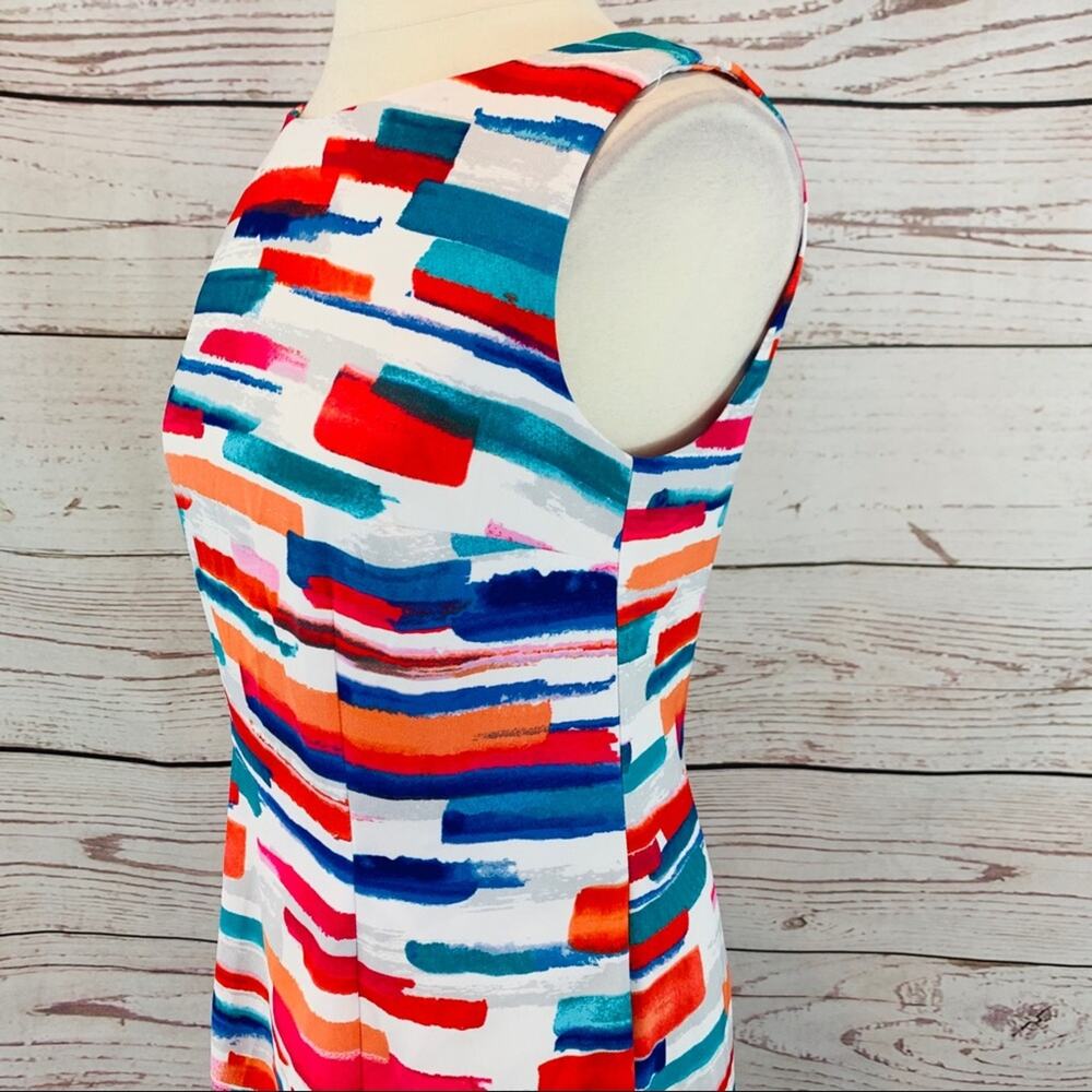 Agb Multicolored Brush Stroke Pattern Sheath Dress - image 3